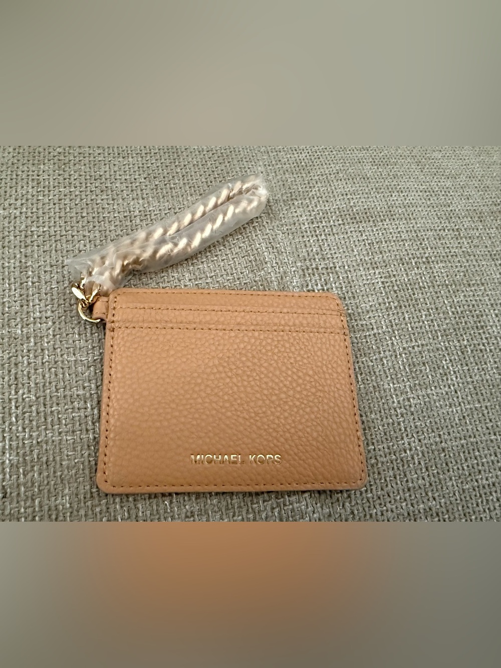 Michael Kors Peach Leather Card Case with Gold Logo